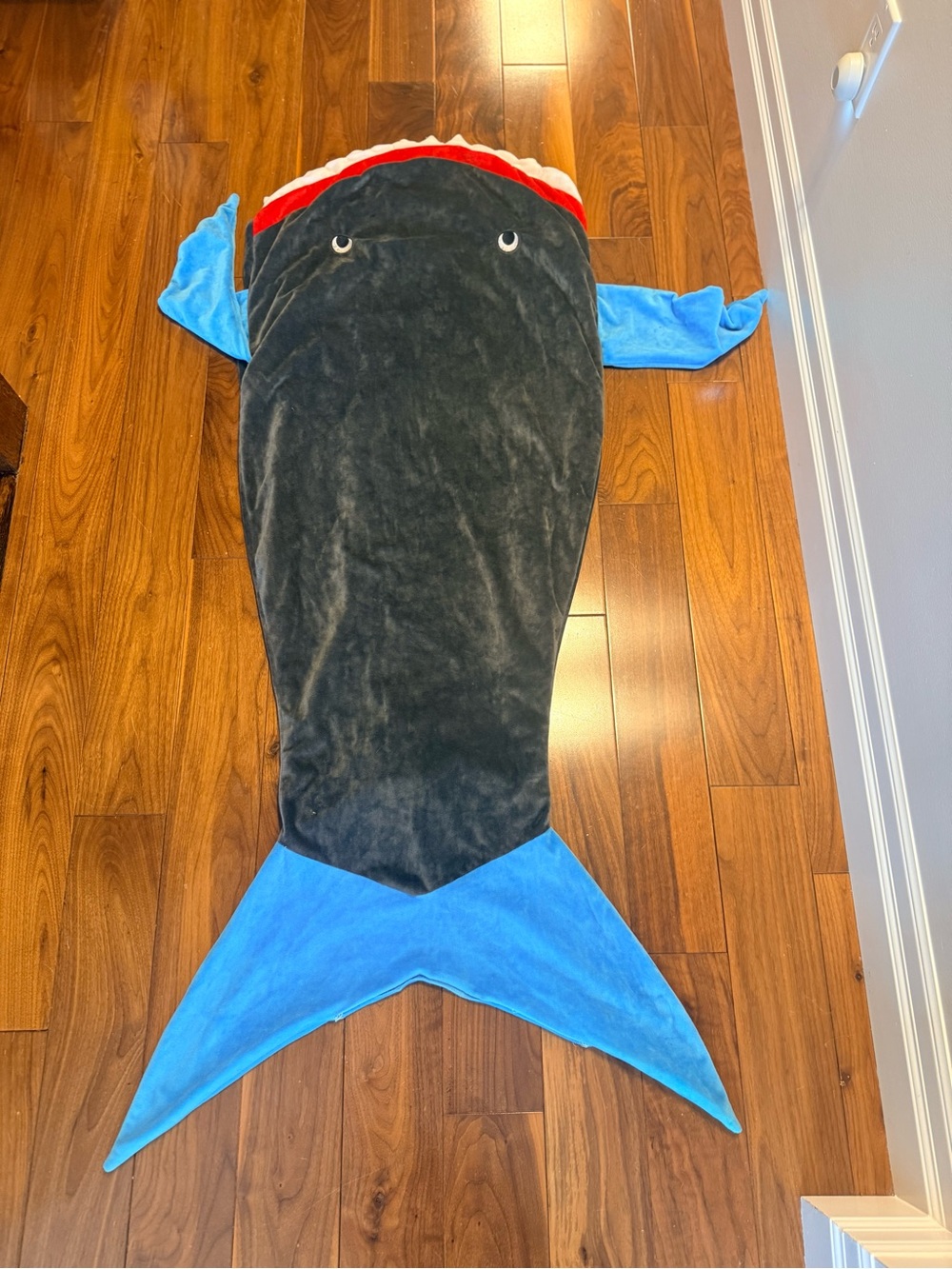 Shark onesie cuddle blanket